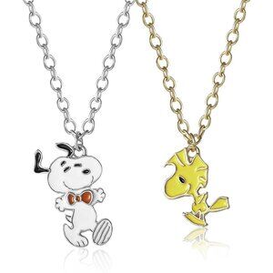 Adorable Snoopy & Woodstock BFF Necklaces with Crystal Accents | Set of 2